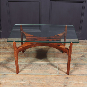Scupltural Danish Rosewood & Glass Coffee Table By Sven Ellekar