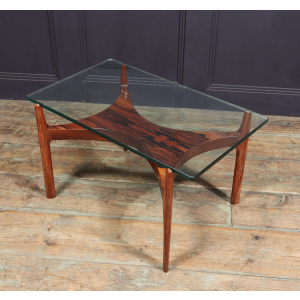 Scupltural Danish Rosewood & Glass Coffee Table By Sven Ellekar
