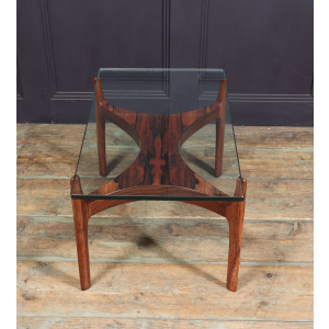 Scupltural Danish Rosewood & Glass Coffee Table By Sven Ellekar