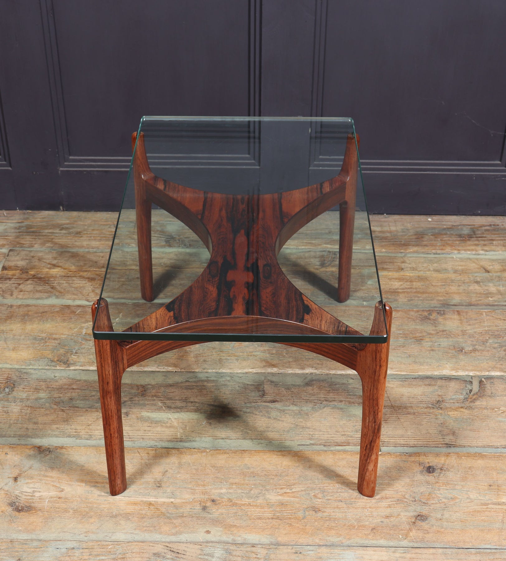 Scupltural Danish Rosewood & Glass Coffee Table By Sven Ellekar