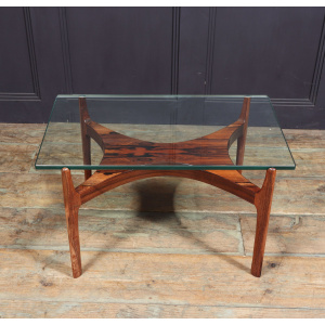 Scupltural Danish Rosewood & Glass Coffee Table By Sven Ellekar