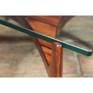 Scupltural Danish Rosewood & Glass Coffee Table By Sven Ellekar