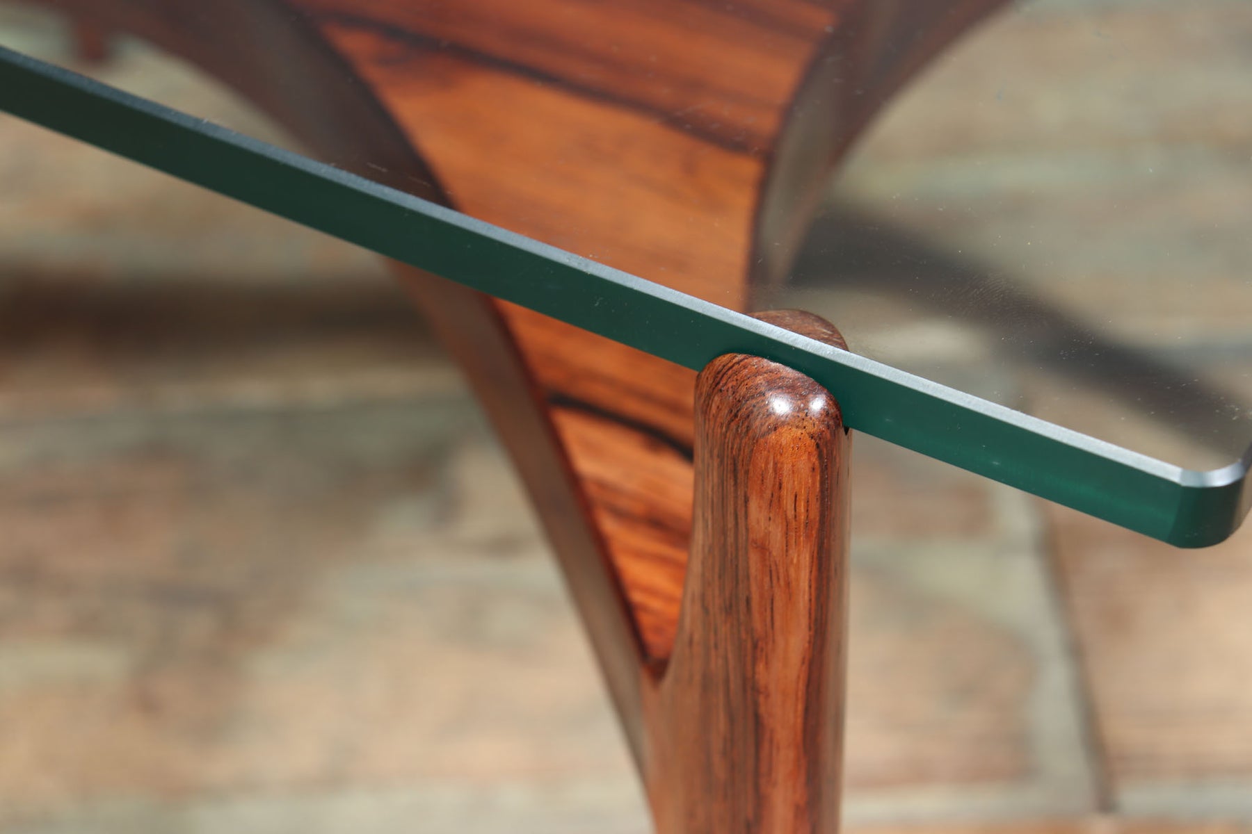 Scupltural Danish Rosewood & Glass Coffee Table By Sven Ellekar