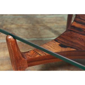 Scupltural Danish Rosewood & Glass Coffee Table By Sven Ellekar