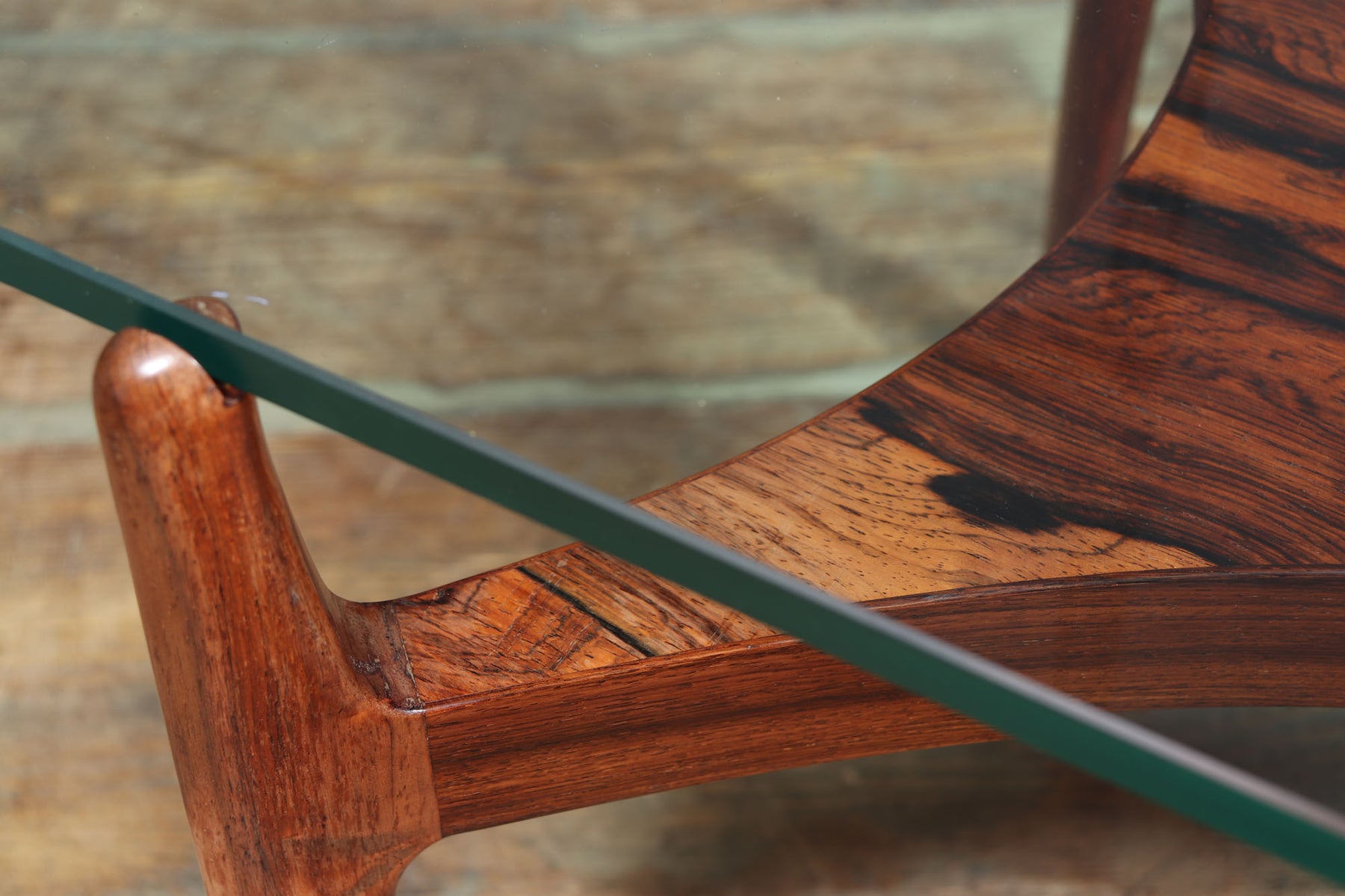 Scupltural Danish Rosewood & Glass Coffee Table By Sven Ellekar