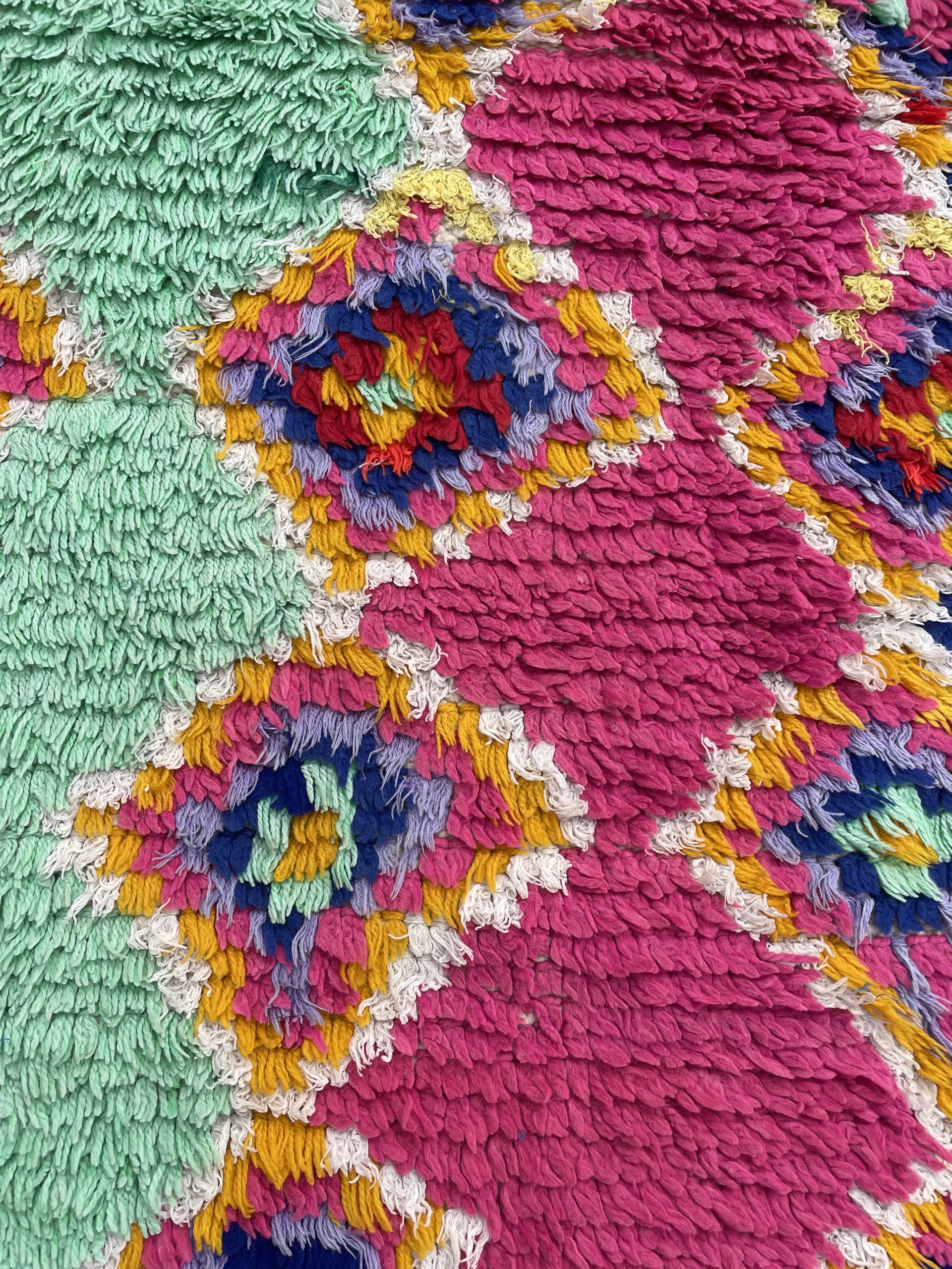 1970s Moroccan Boucherouite Berber Rug