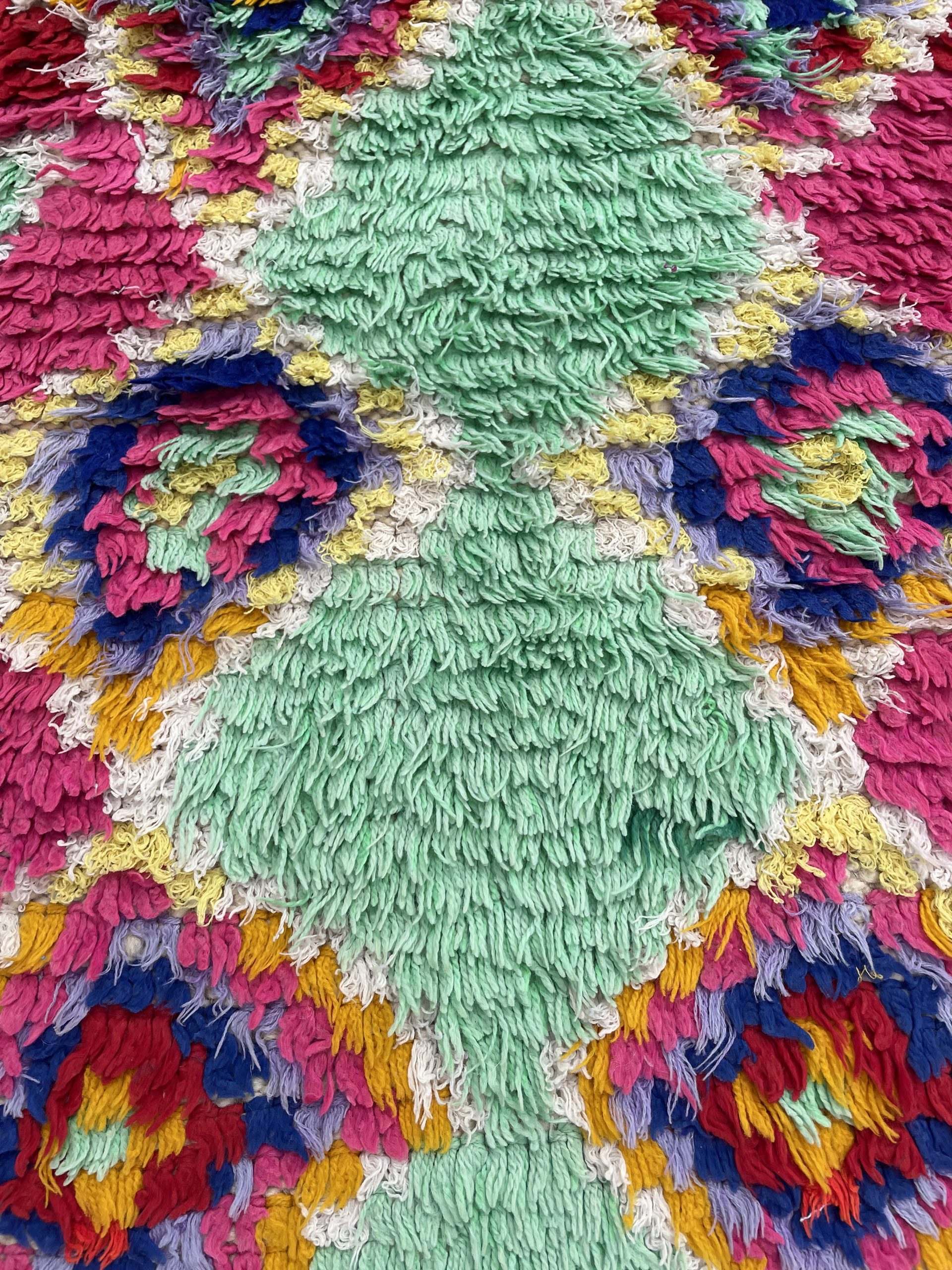 1970s Moroccan Boucherouite Berber Rug