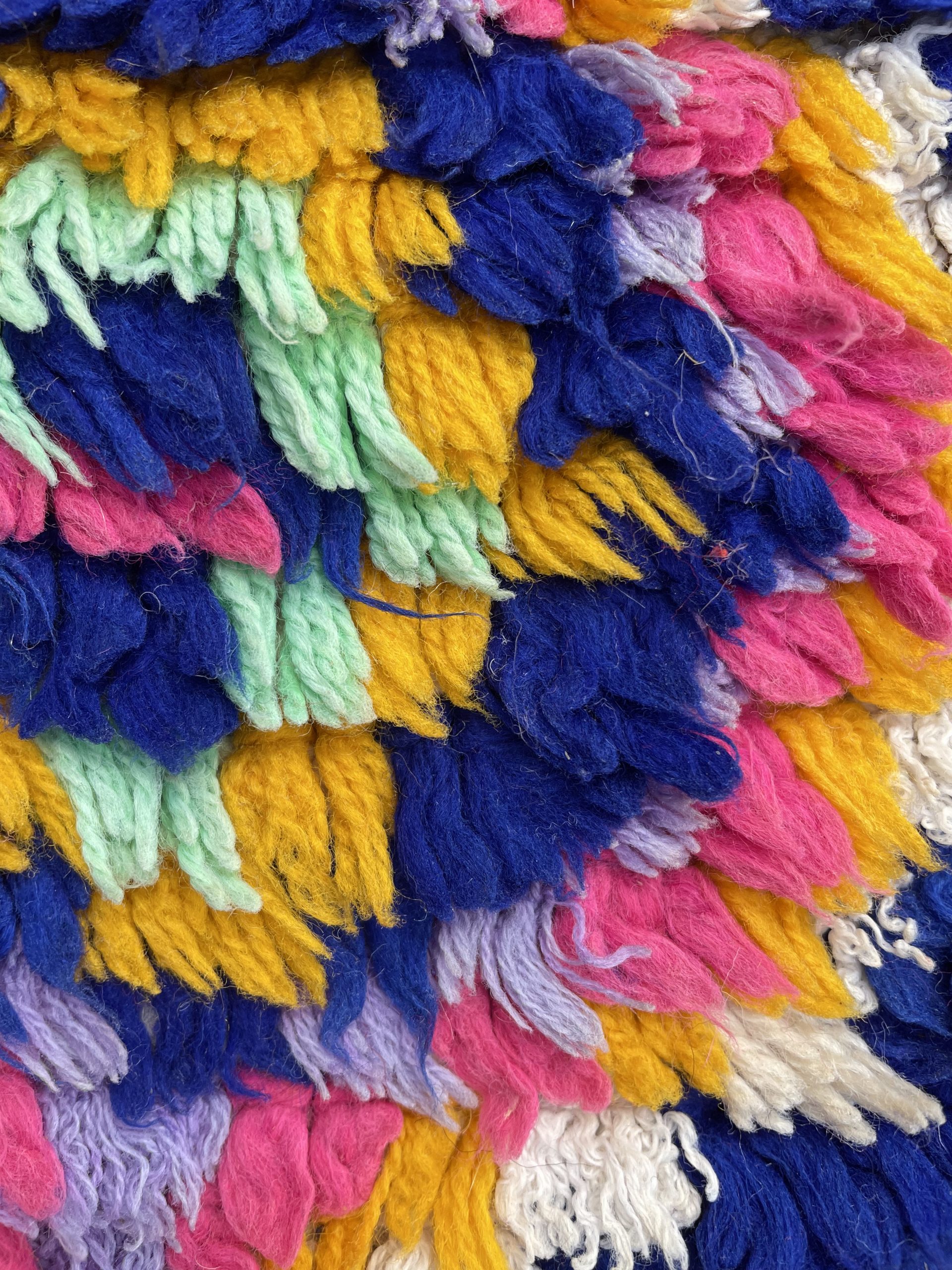 1970s Moroccan Boucherouite Berber Rug