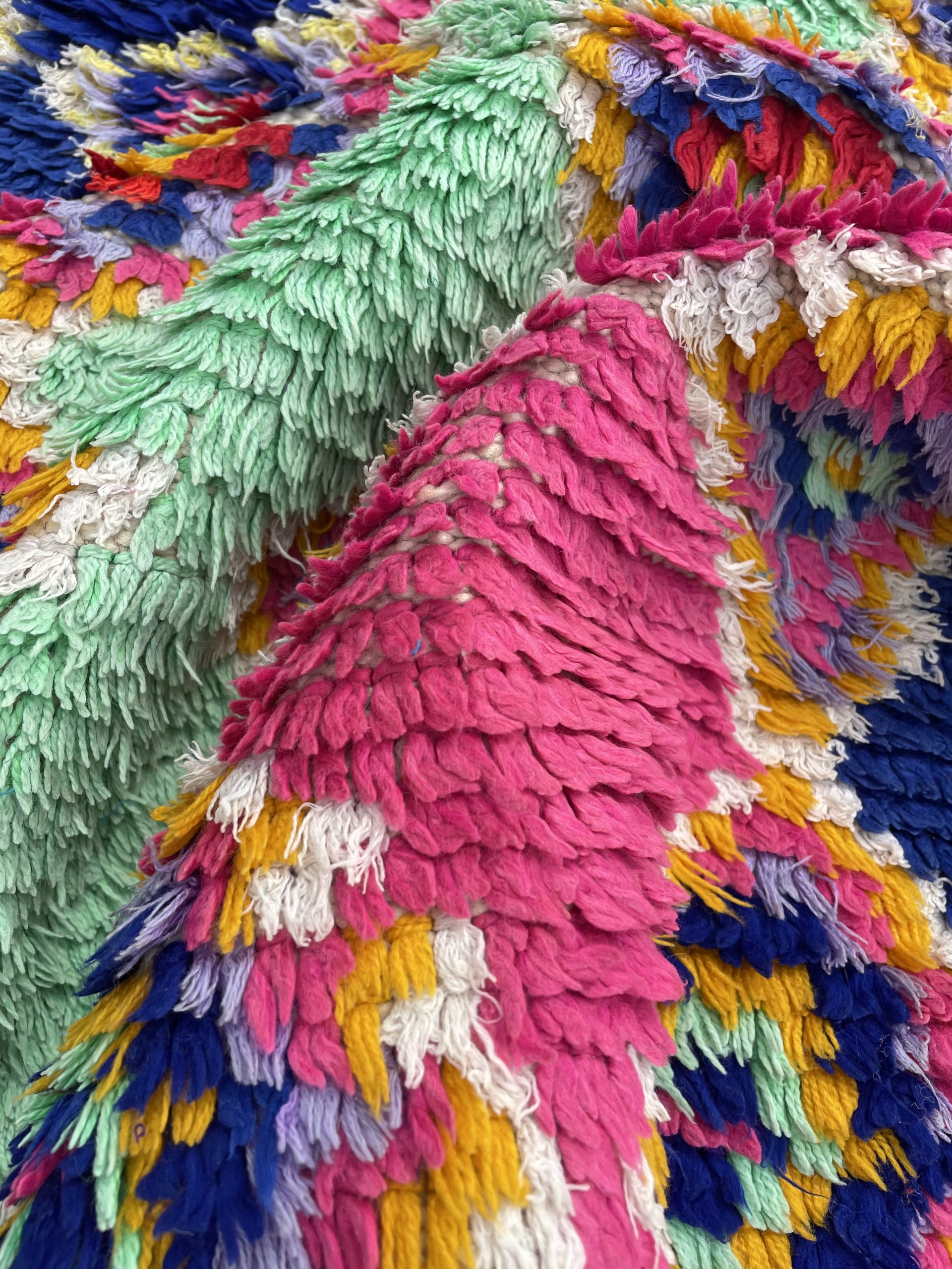 1970s Moroccan Boucherouite Berber Rug