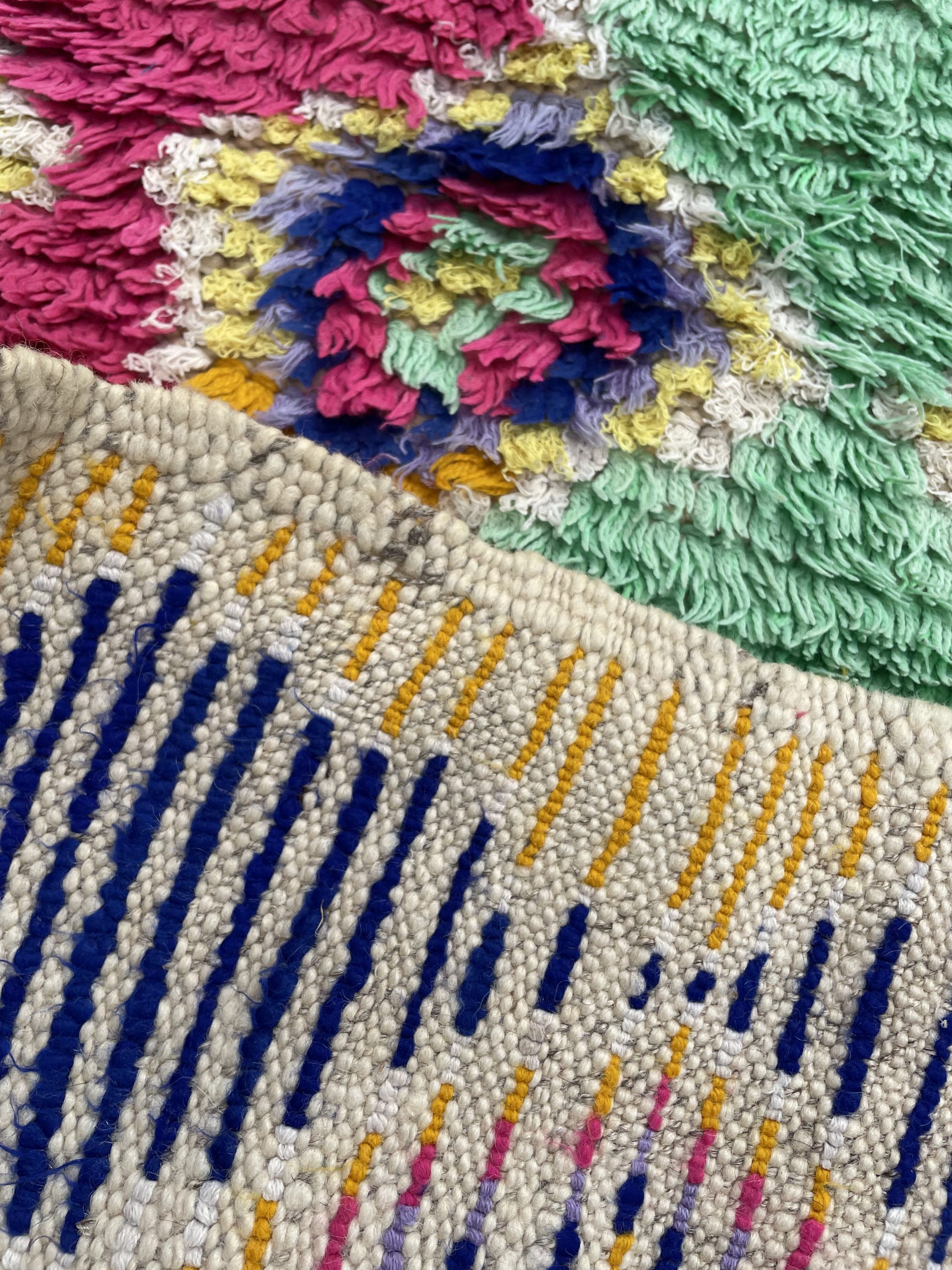 1970s Moroccan Boucherouite Berber Rug