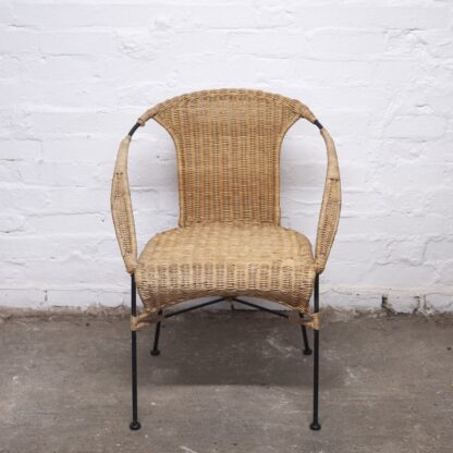 Vinatge Bamboo and Wicker Chair with Metal Legs, 1970s - Image 2