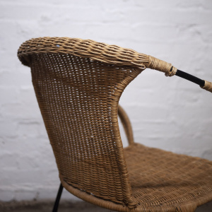 Vinatge Bamboo and Wicker Chair with Metal Legs, 1970s