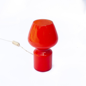 Vintage French Orange Vianne Art Deco Mushroom Shape Table Lamp, 1920s