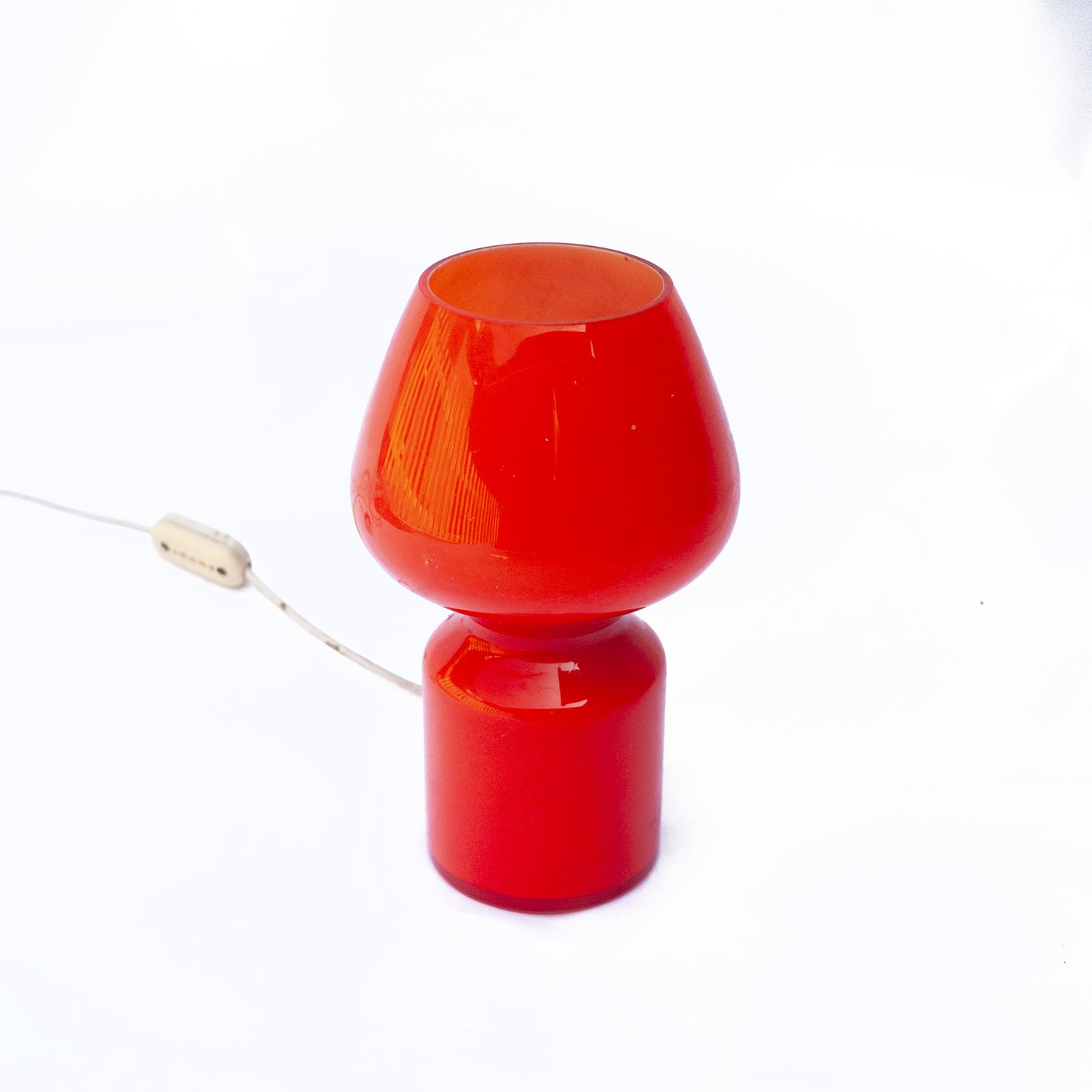 Vintage French Orange Vianne Art Deco Mushroom Shape Table Lamp, 1920s