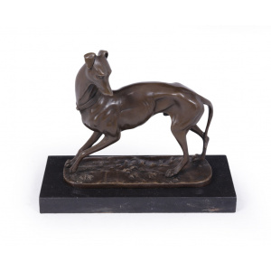 Art Deco Whippet Sculpture in Bronze by Barye