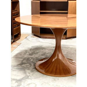 Dining Round Table in Walnut by Angelo Massoni for Mobilia