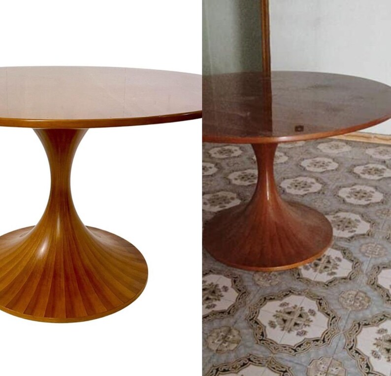 Dining Round Table in Walnut by Angelo Massoni for Mobilia