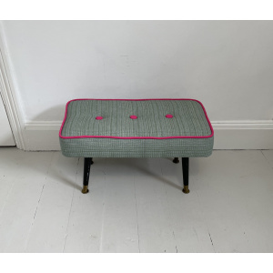 Elegant 1950s Padded footstool Re-upholstered