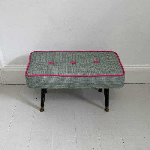 Elegant 1950s Padded footstool Re-upholstered