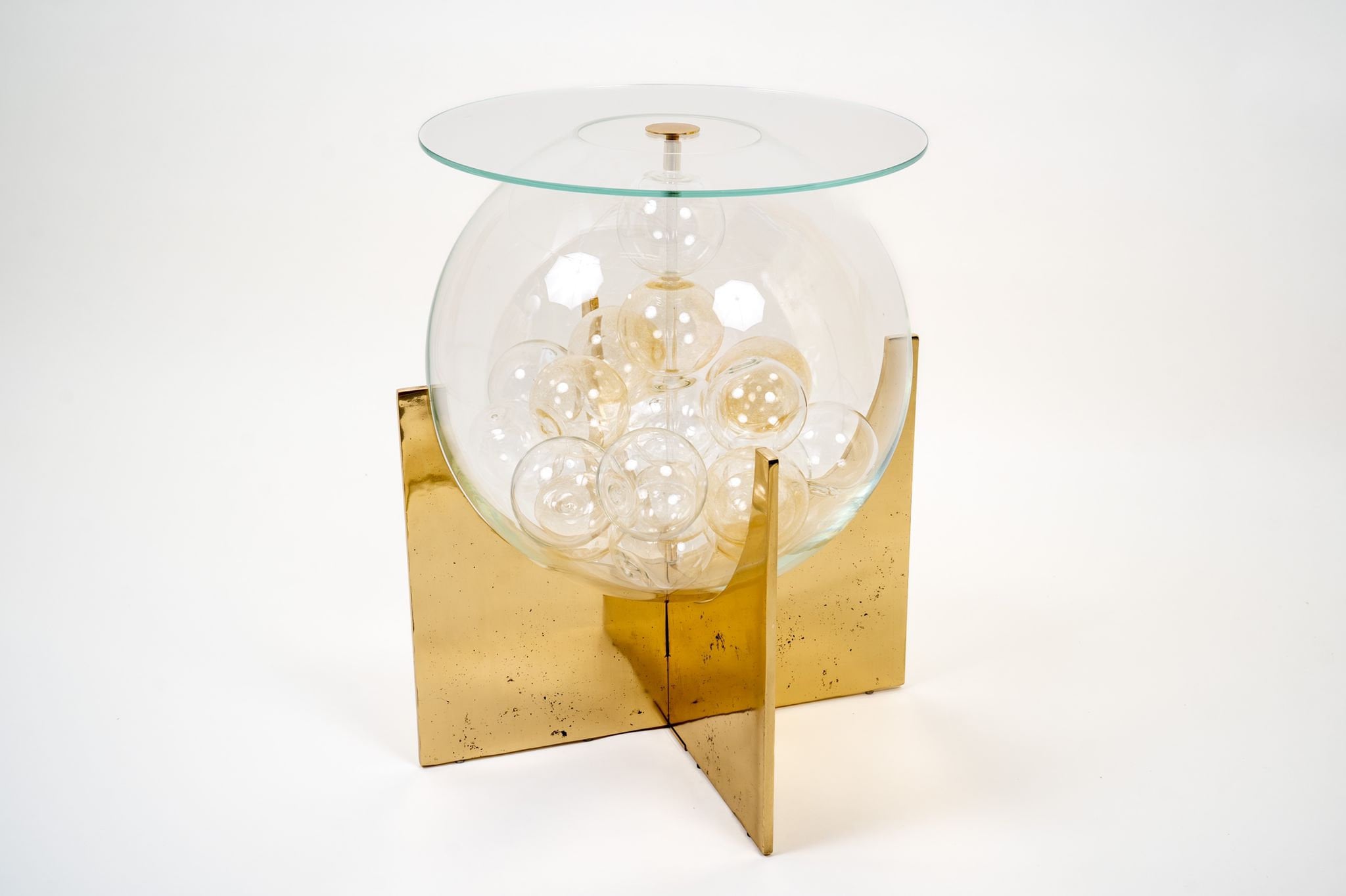 Murano End Table Brass