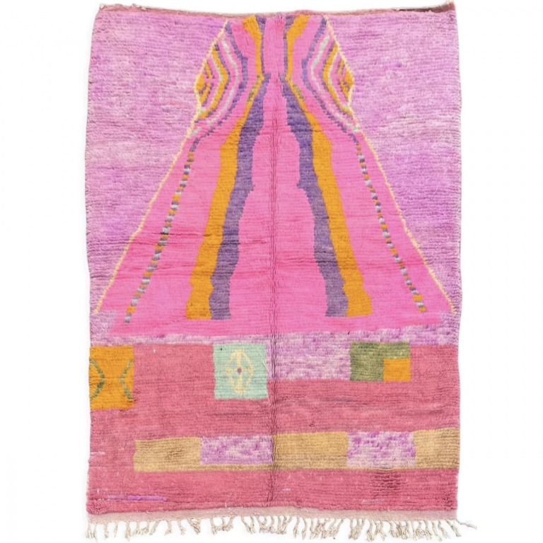 Pink Berber Vintage Boujad Wool Rug