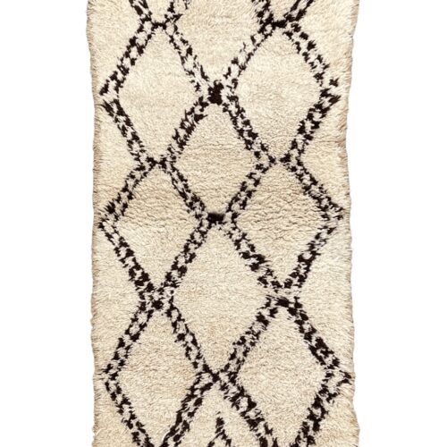 Vintage Moroccan Beni Ouarain Wool Rug 90x175 Cm, Berber Atlas, Handmade, 1990's