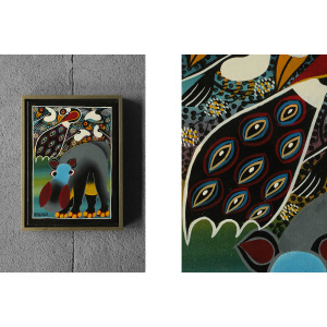 Saidi Nakoko, African Tingatinga School Painting, Oil on Canvas, 1970s, Framed