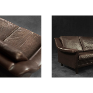 Vintage Mid-Century Scandinavian Danish Modern Brown Leather 3-Seater Sofa, 1970s