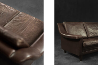 Vintage Mid-Century Scandinavian Danish Modern Brown Leather 3-Seater Sofa, 1970s - Image 10