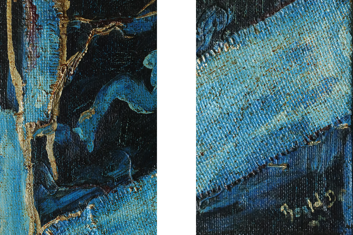 Roald Ditmer, Abstract Composition, Oil Diptych on Canvas, Framed