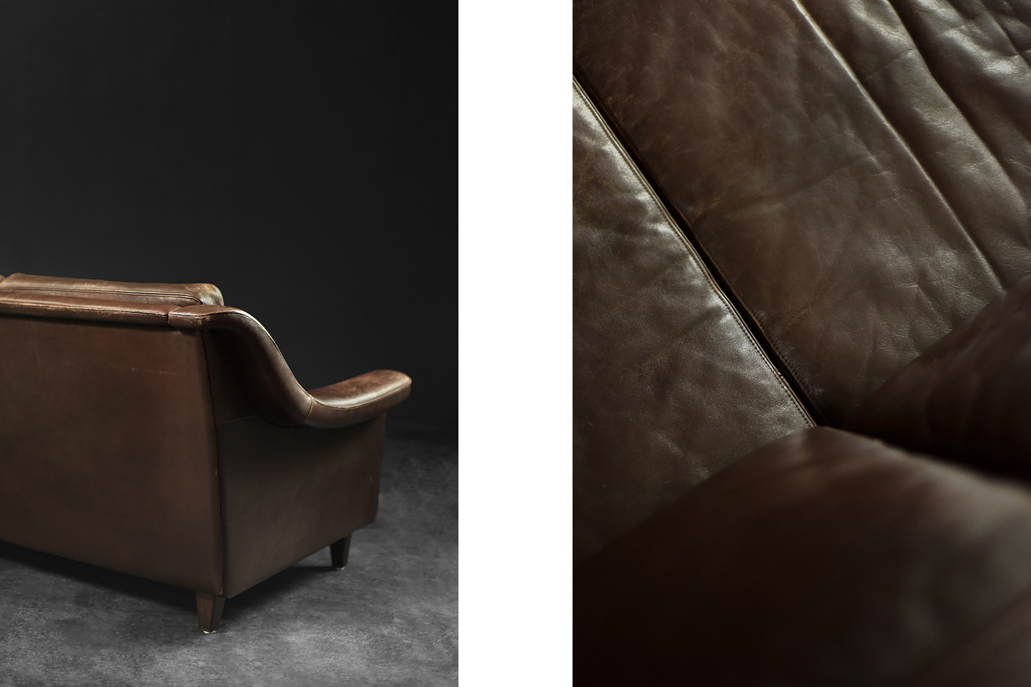 Vintage Mid-Century Scandinavian Danish Modern Brown Leather 3-Seater Sofa, 1970s