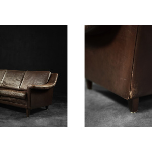 Vintage Mid-Century Scandinavian Danish Modern Brown Leather 3-Seater Sofa, 1970s