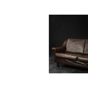 Vintage Mid-Century Scandinavian Danish Modern Brown Leather 3-Seater Sofa, 1970s