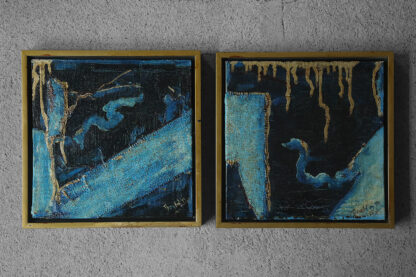 Roald Ditmer, Abstract Composition, Oil Diptych on Canvas, Framed