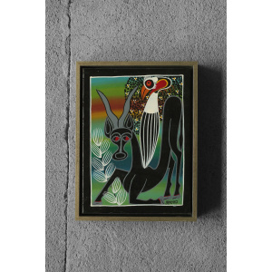 Saidi Nakoko, African Tingatinga School Painting, Oil on Canvas, 1970s, Framed