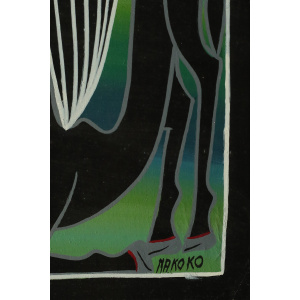 Saidi Nakoko, African Tingatinga School Painting, Oil on Canvas, 1970s, Framed