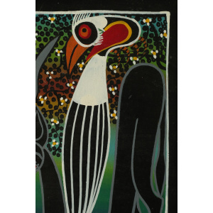 Saidi Nakoko, African Tingatinga School Painting, Oil on Canvas, 1970s, Framed