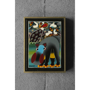 Saidi Nakoko, African Tingatinga School Painting, Oil on Canvas, 1970s, Framed