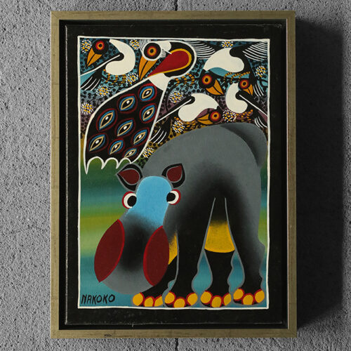 Saidi Nakoko, African Tingatinga School Painting, Oil on Canvas, 1970s, Framed