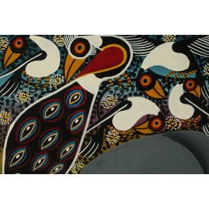 Saidi Nakoko, African Tingatinga School Painting, Oil on Canvas, 1970s, Framed