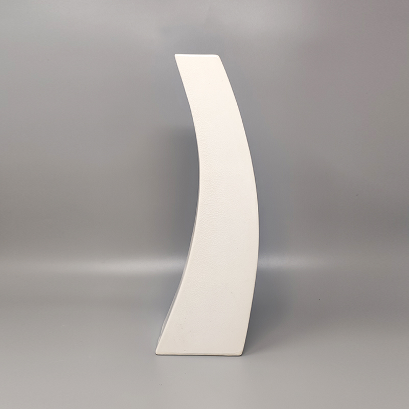 1970s Gorgeous White Space Age Vase in Ceramic by Franco Pozzi. Made in Italy