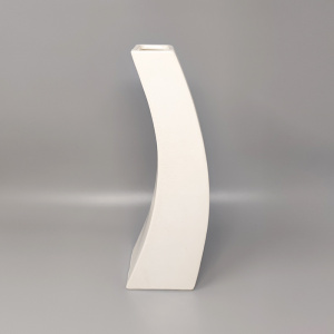 1970s Gorgeous White Space Age Vase in Ceramic by Franco Pozzi. Made in Italy