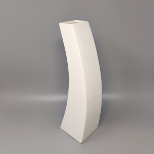 1970s Gorgeous White Space Age Vase in Ceramic by Franco Pozzi. Made in Italy