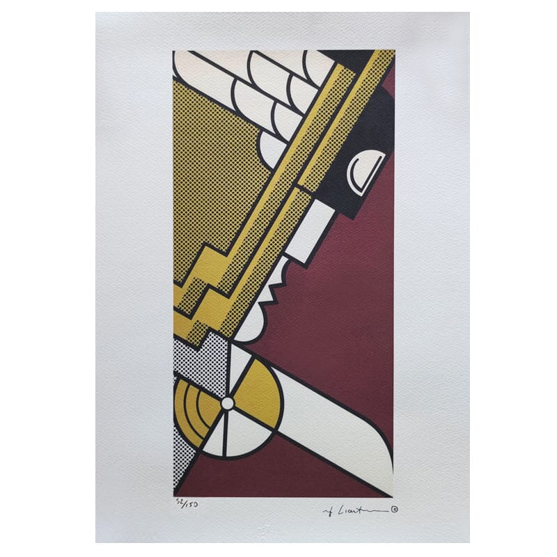 1980s Original Stunning Roy Lichtenstein "Salute To Aviation Corlett 63" Limited Edition Lithograph