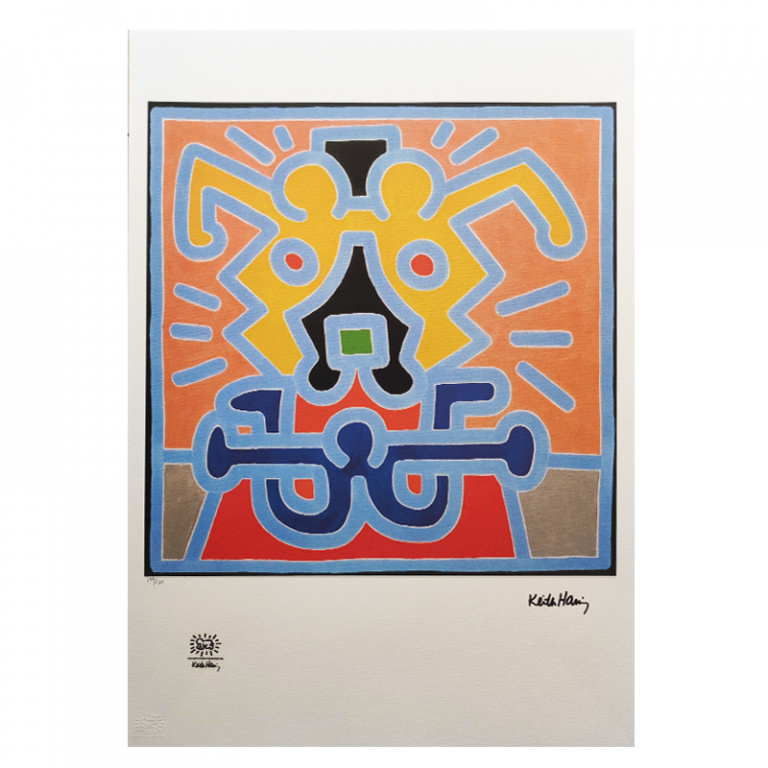 1990s Original Gorgeous Keith Haring Limited Edition Lithograph