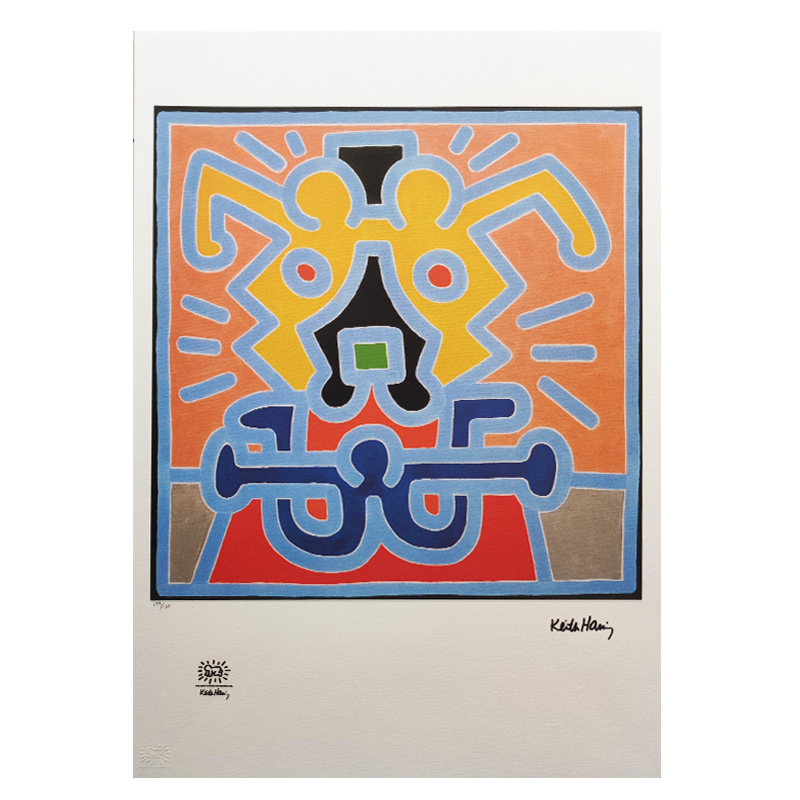 1990s Original Gorgeous Keith Haring Limited Edition Lithograph