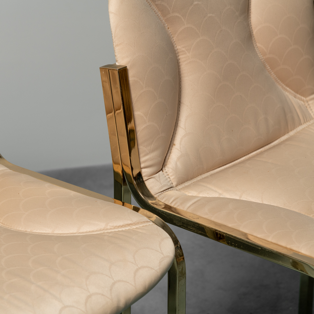 Set Of 4 Gianluigi Gorgoni Golden Metal Chairs 70s Vintage