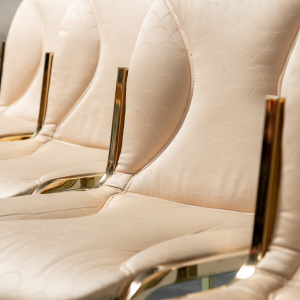 Set Of 4 Gianluigi Gorgoni Golden Metal Chairs 70s Vintage