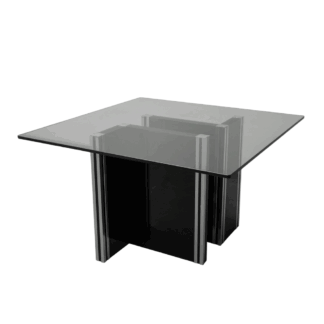 70s Vintage Modern Glass Wood Dining Table