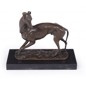 Art Deco Whippet Sculpture in Bronze by Barye